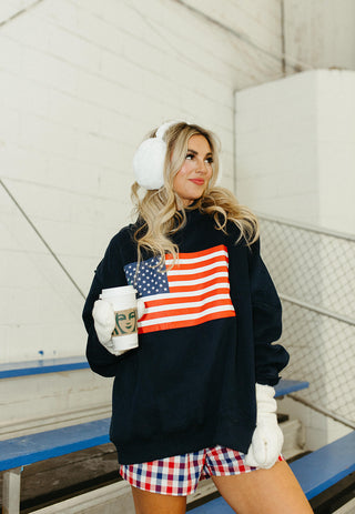 American Flag/USA Reversible Mock Neck Sweatshirt