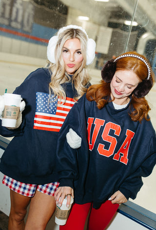 American Flag/USA Reversible Mock Neck Sweatshirt