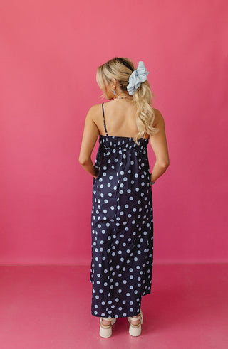 Reese Polka Dot Maxi Dress in Midnight