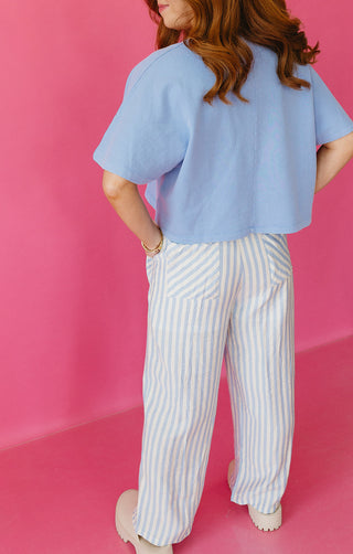 Leslie Crop Flutter Sleeve Top In Coastal