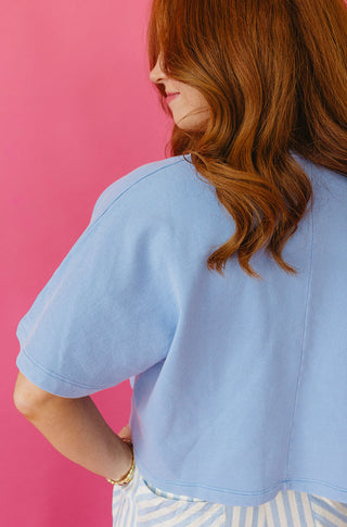 Leslie Crop Flutter Sleeve Top In Coastal