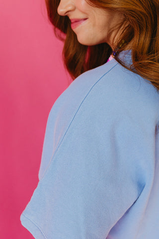 Leslie Crop Flutter Sleeve Top In Coastal