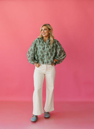 Erika Cropped Flare Ivory Jeans