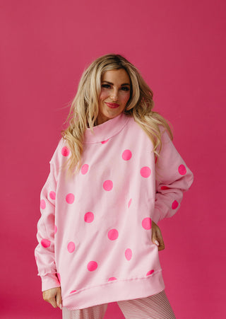 Amore Polka Dot Reversible Mock Neck Sweatshirt