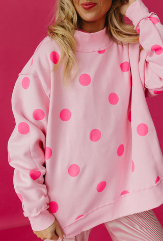 Amore Polka Dot Reversible Mock Neck Sweatshirt