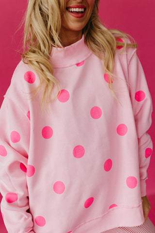 Amore Polka Dot Reversible Mock Neck Sweatshirt