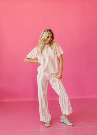 Ramsey Stripe Lounge Pants in Pink