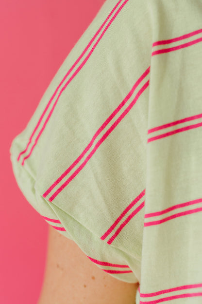 Eliza Stripe Tee in Lime