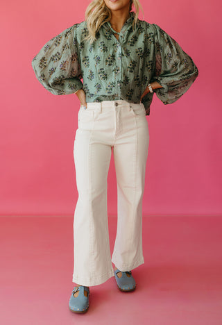 Erika Cropped Flare Ivory Jeans