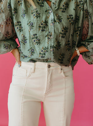 Erika Cropped Flare Ivory Jeans