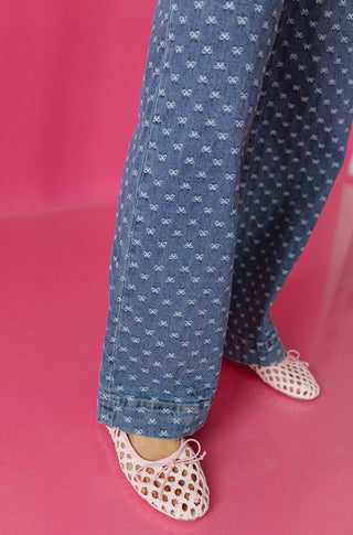 Eleanor High Rise Bow Embroidered Jeans