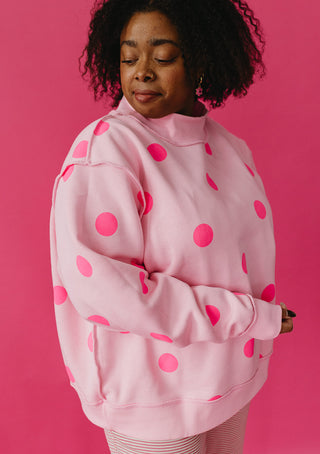 Amore Polka Dot Reversible Mock Neck Sweatshirt