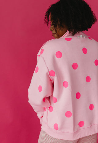 Amore Polka Dot Reversible Mock Neck Sweatshirt