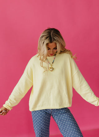 Cassie Boat Neck Sweater in Lemon