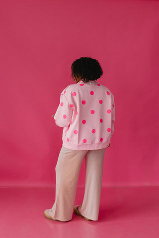 Amore Polka Dot Reversible Mock Neck Sweatshirt