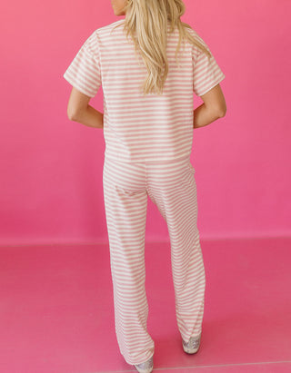 Ramsey Stripe Short Sleeve Top in Pink