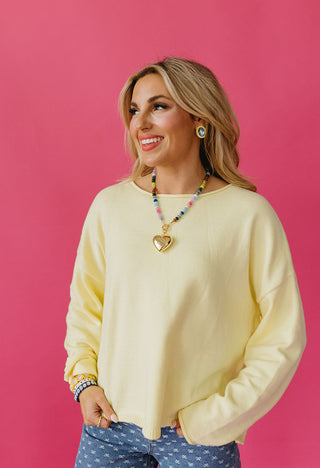 Cassie Boat Neck Sweater in Lemon