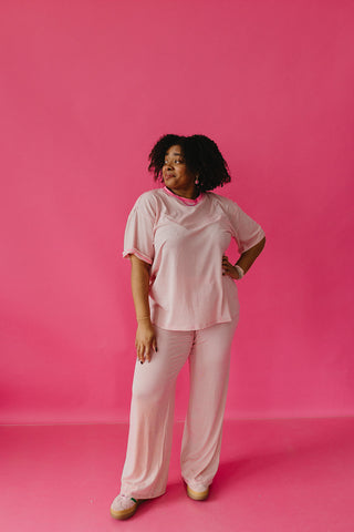 Carter Stripe Short Sleeve Top in Pink/White