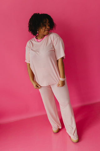 Carter Stripe Lounge Pants in Pink/White - RESTOCK