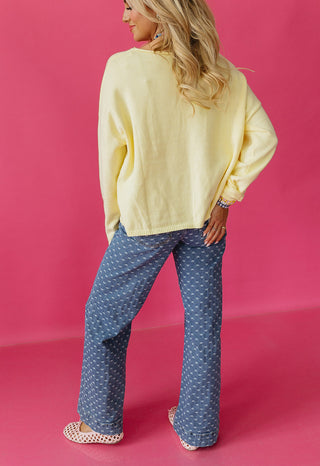 Eleanor High Rise Bow Embroidered Jeans