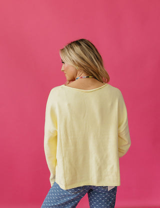 Cassie Boat Neck Sweater in Lemon