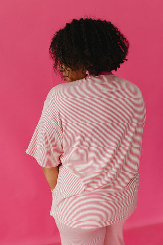 Carter Stripe Short Sleeve Top in Pink/White