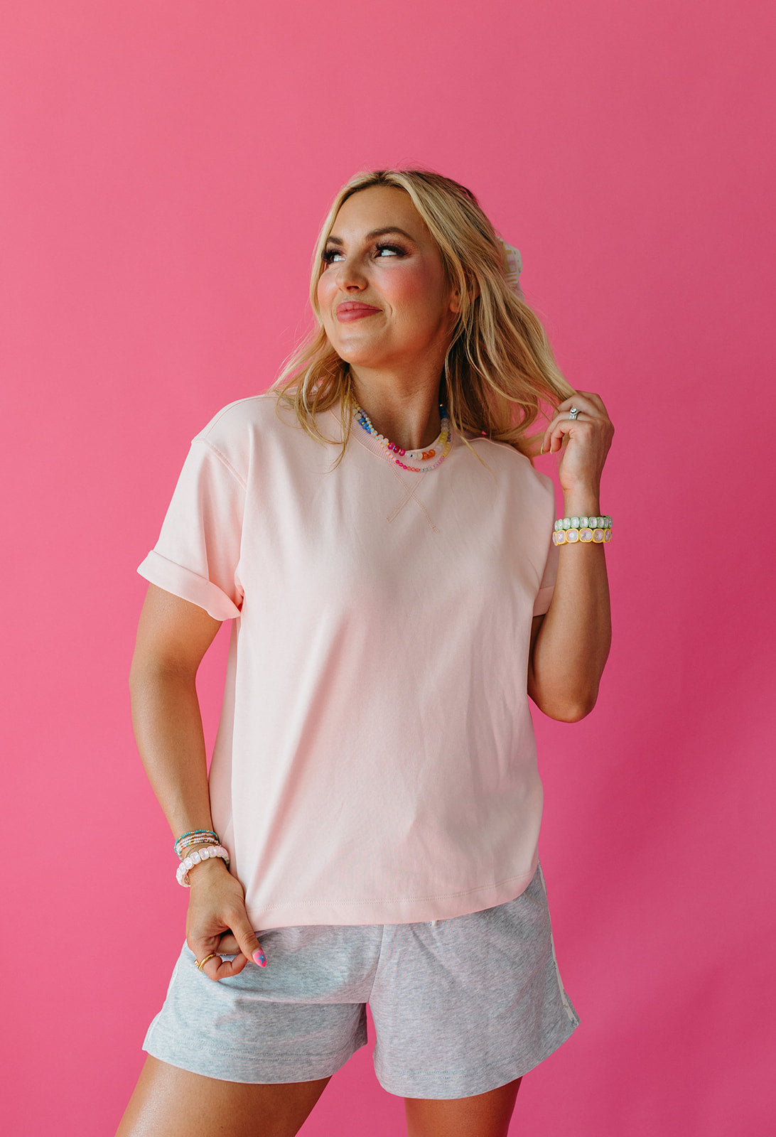 Galina Boxy Fit Tee in Ballet Pink