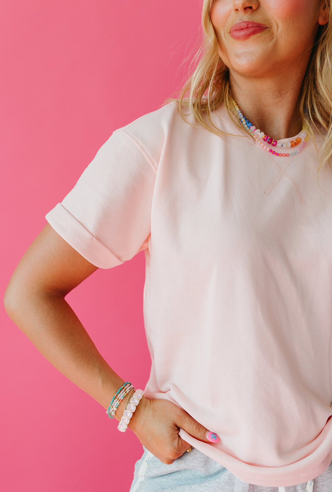 Galina Boxy Fit Tee in Ballet Pink