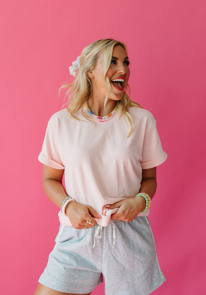 Galina Boxy Fit Tee in Ballet Pink