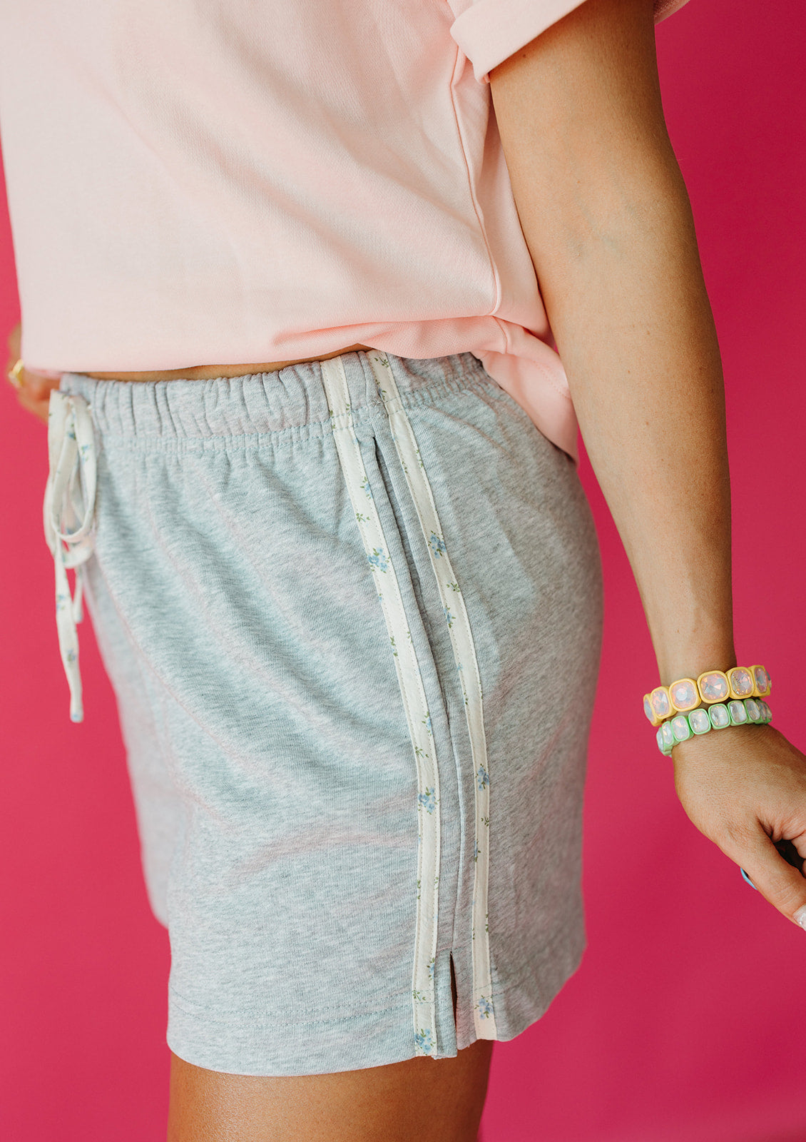 Hannah Floral Stripe Lounge Shorts