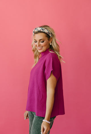 Lowen Short Sleeve Sweater in Orchid