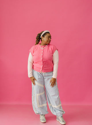 Sleeveless Piper Cardigan in Bubblegum