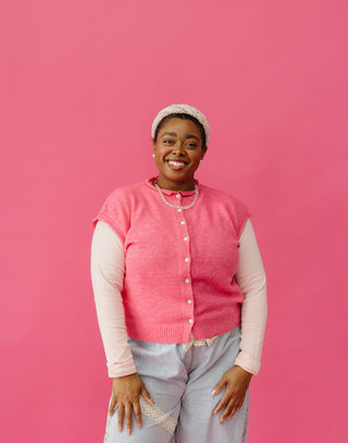 Sleeveless Piper Cardigan in Bubblegum