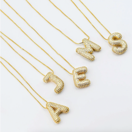 Gold Crystal Balloon Initial Necklace *PREORDER*