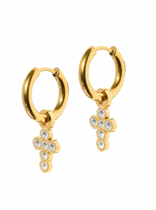 Esther Huggie Cross Charm Earrings