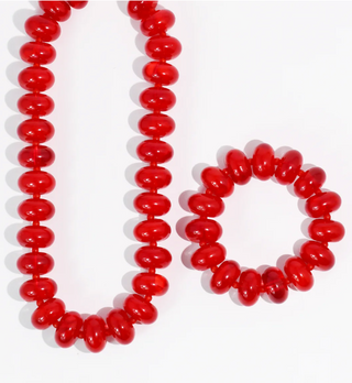 Sugar Beads Necklace/Bracelet Set - Red