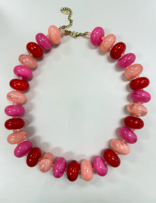 Sugar Beads Necklace - Red and Pink