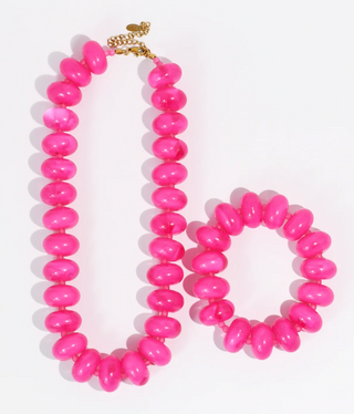 Sugar Beads Necklace Set - Fuchsia