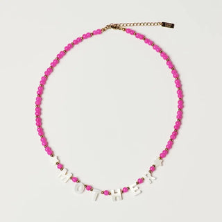 MOTHER Beaded Necklace in Hot Pink