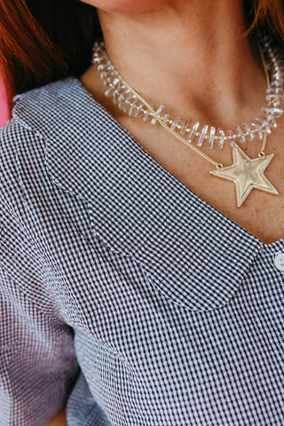 Delilah Gingham Scallop Collar Blouse