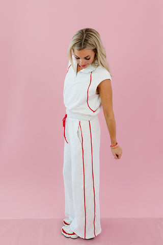 Zelda Track Pants in Grey/Red
