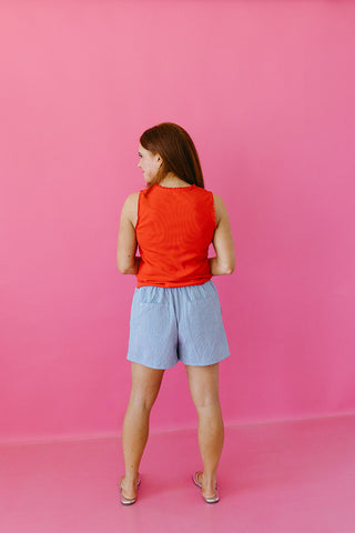 Shawn Ribbed Knit Tank Top In Red