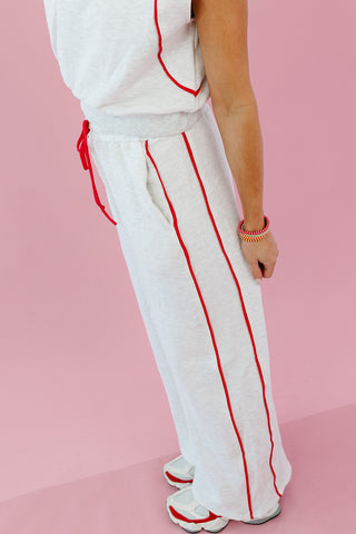 Zelda Track Pants in Grey/Red