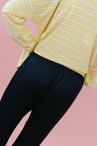 Libby Satin Track Pants in Navy/Butter