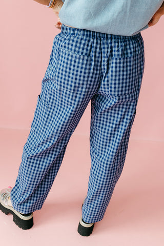 Carson Plaid Pants in Blue/Navy