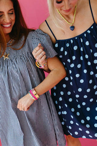 Minnie Polka Dot Mini Dress in Navy/Light Blue