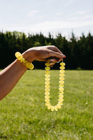 Sugar Beads Necklace/Bracelet Set - Yellow