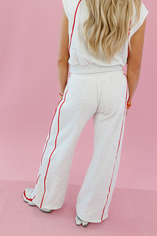 Zelda Track Pants in Grey/Red