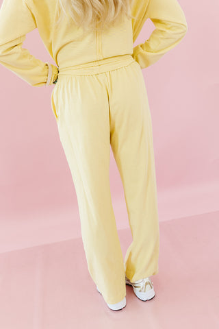 Kelly Anne Stripe Knit Pant Set in Lemon/Butter