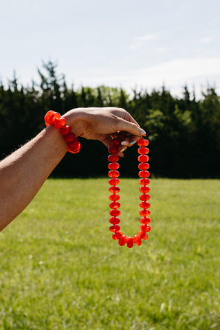Sugar Beads Necklace/Bracelet Set - Red